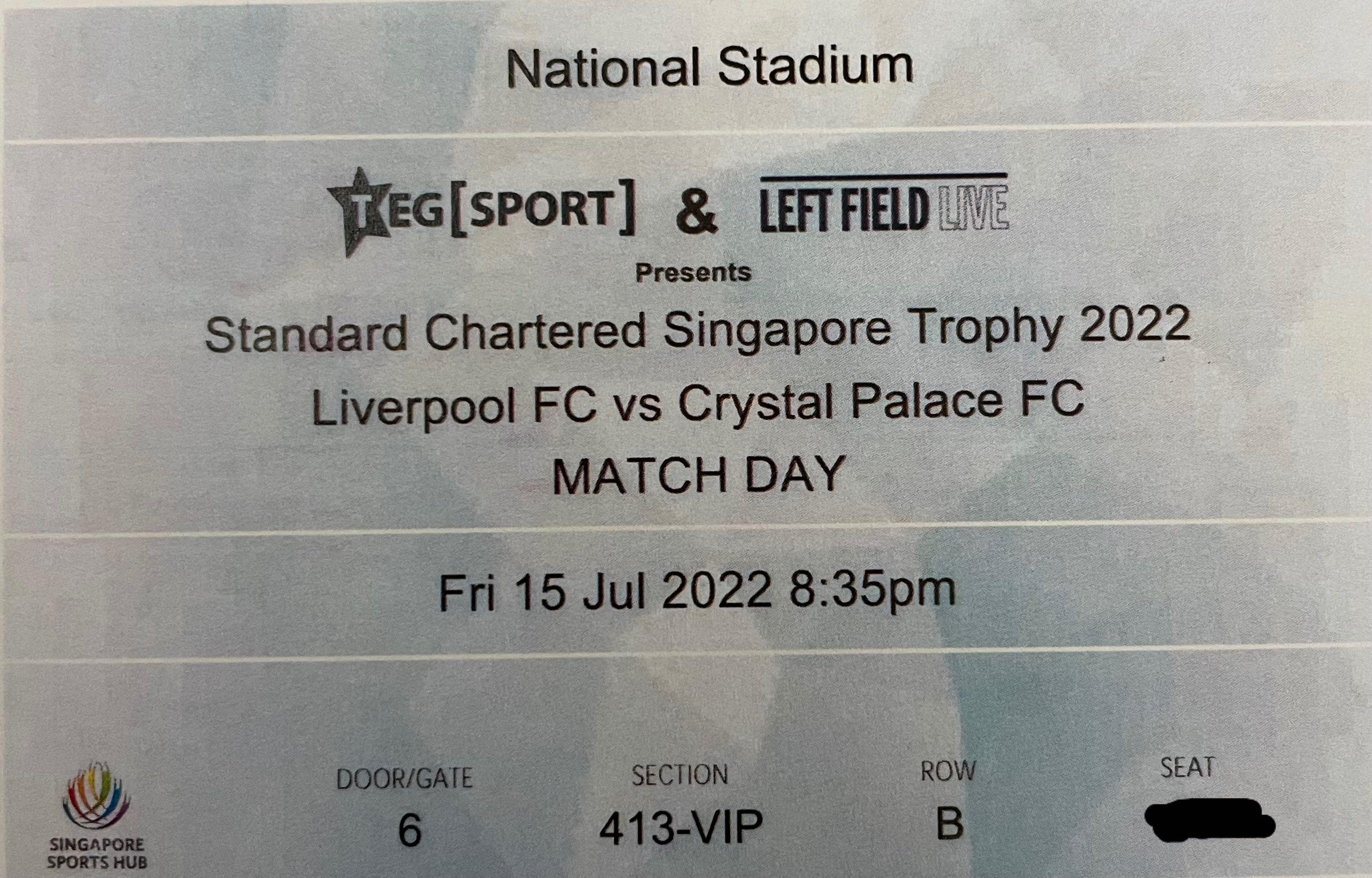 LFC Vs Crystal Palace 2 x VIP BOX Tickets, Tickets and Vouchers, Event Tickets on Carousell
