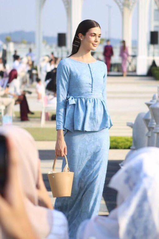 Lily Petuna Lily Lollins Blue Kurung Peplum + Free shawl, Women's