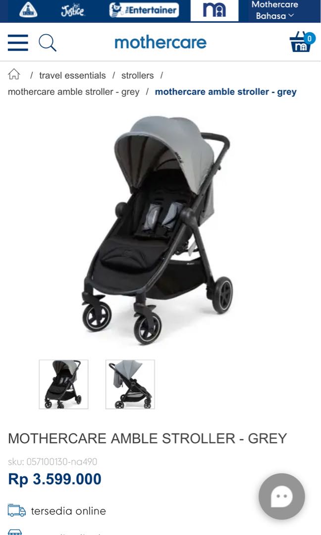 MOTHERCARE Amble Stroller Grey Bayi Anak Kereta Kursi