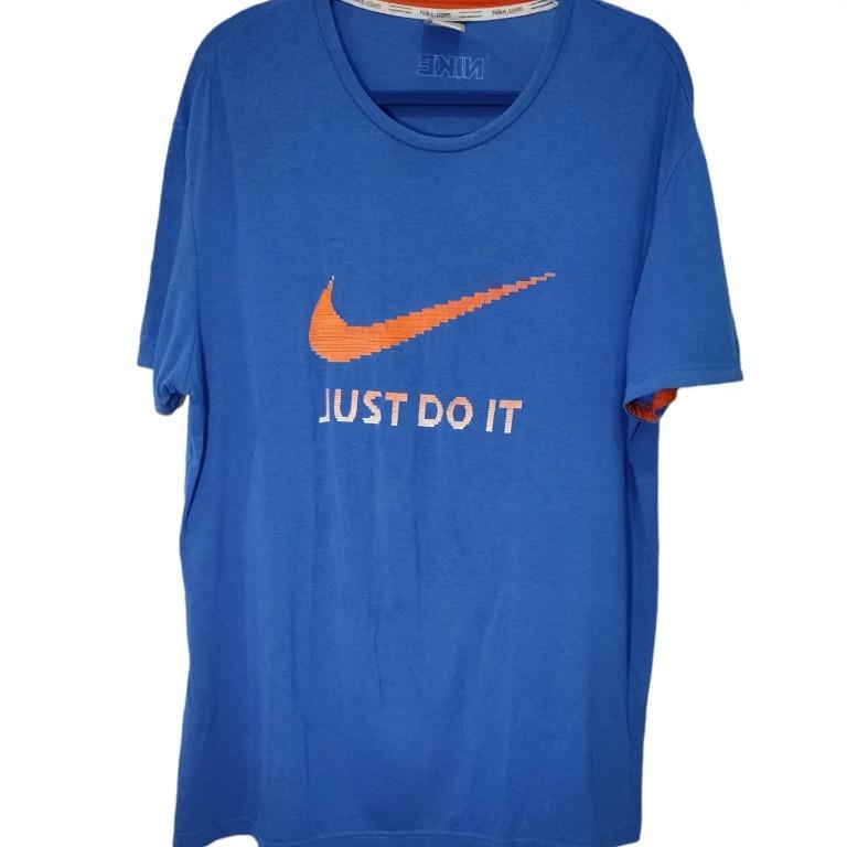 Nike blue tee shirt tshirt with orange check big size plus size