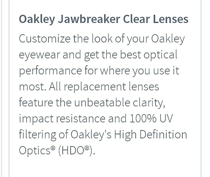Oakley Jawbreaker Clear Lenses, Sports Equipment, Bicycles & Parts