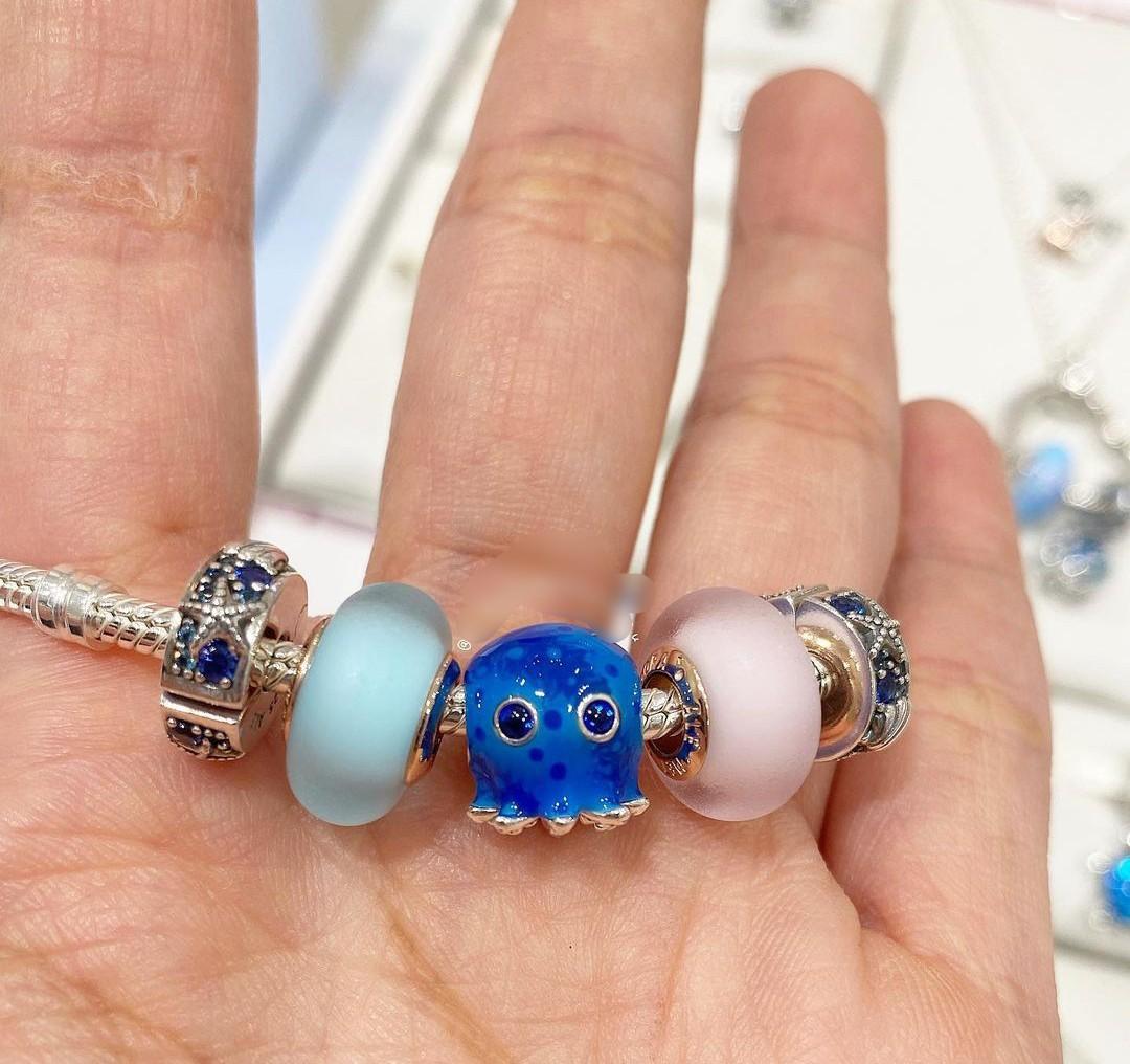 ON SALE PANDORA CHARMS OCTOPUS STARFISH CLIP CHARMS PINK AND BLUE MATTE MURANO GLASS CHARMS 950 EACH TAKE ALL CHARM 4500