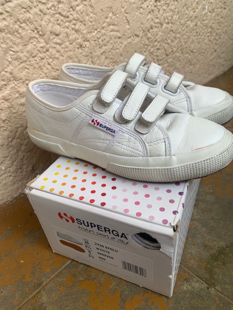 Original Superga Leather White Shoes Women s Fashion Footwear
