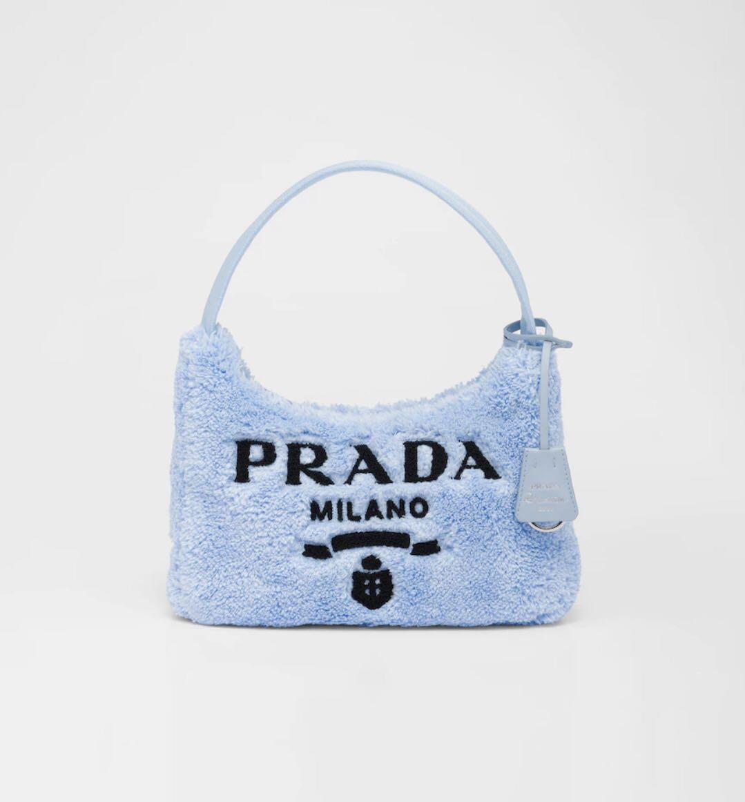 PRE-ORDER: Authentic Prada Re-Edition 2000 soft terry fur celeste blue mini  hobo shoulder bag, Luxury, Bags & Wallets on Carousell