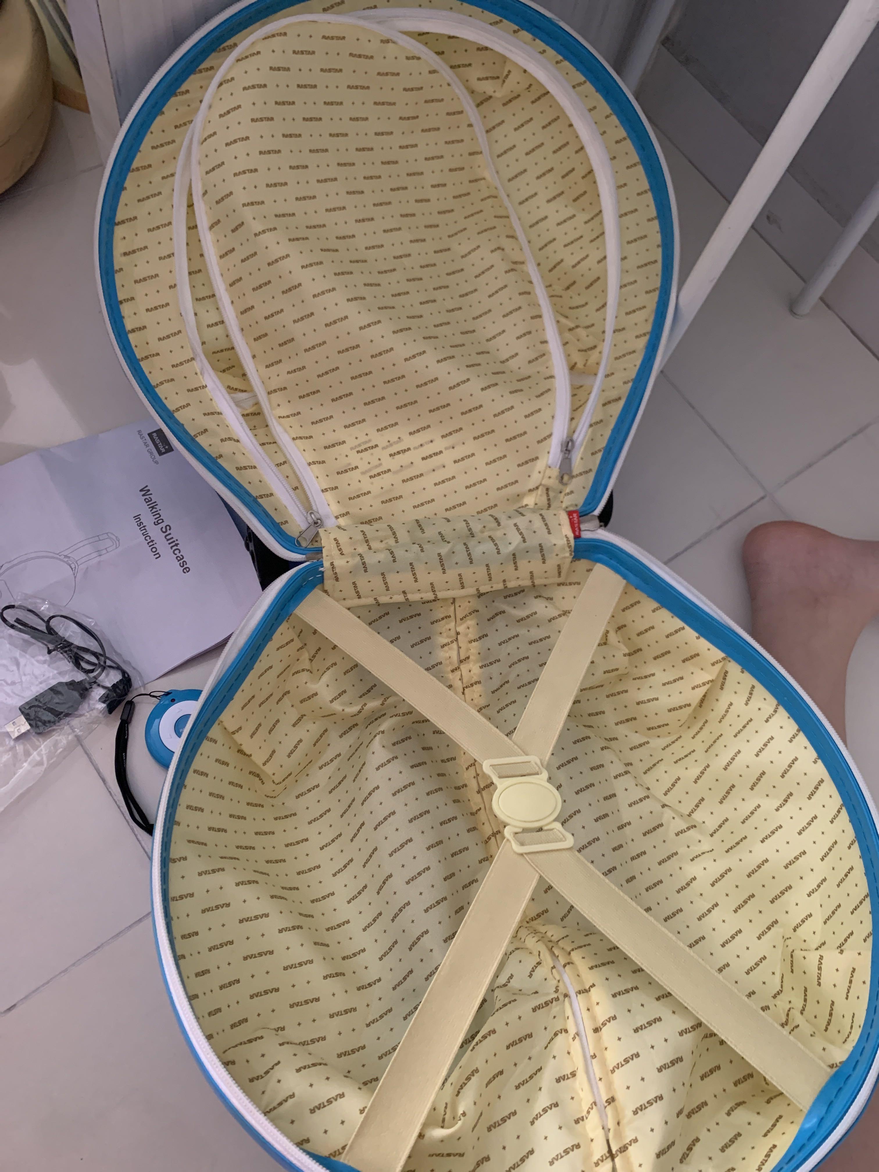 Kids Luggage RC Remote Control Walking Suitcase Compact Blue Eiffel