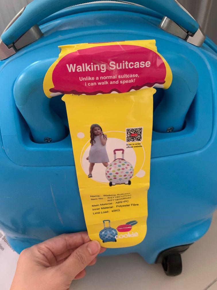 Kids Luggage RC Remote Control Walking Suitcase Compact Blue Eiffel