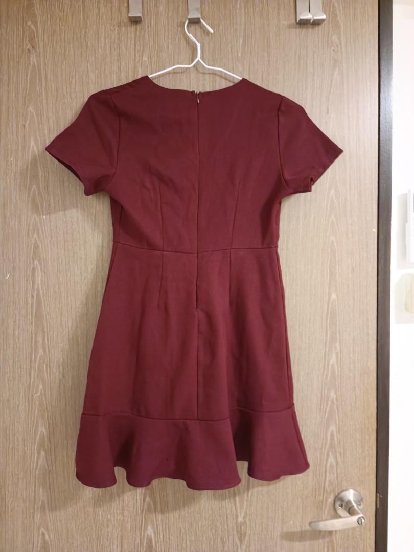 Red wine mini dress, Women's Fashion, Dresses & Sets, Dresses on Carousell