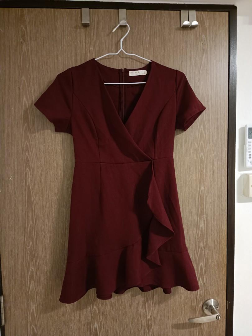 Red wine mini dress, Women's Fashion, Dresses & Sets, Dresses on Carousell