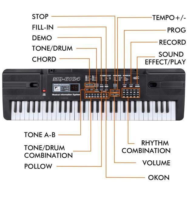RenFox Piano Keyboard 61Key Portable Keyboard Piano with Microphone