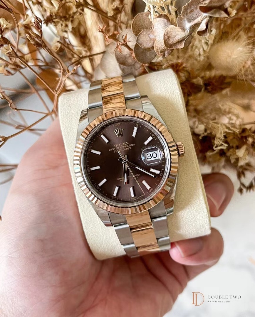 Rolex Datejust 41mm Steel RoseGold Chocolate Dial Luxury