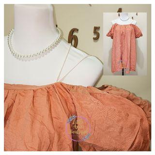 Rust color off shoulders string dress