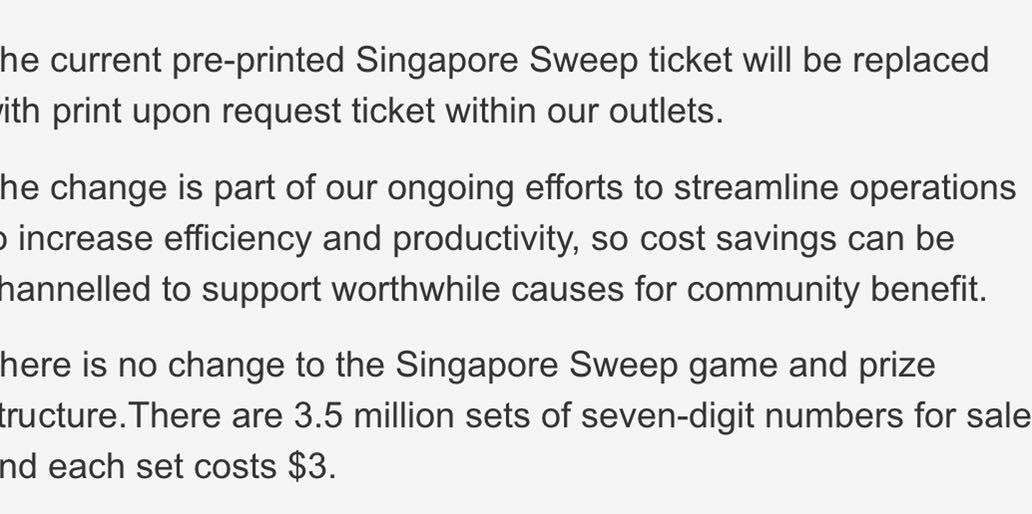 Singapore Sweep (Upon Request Ticket) Sleeve First edition 01 August