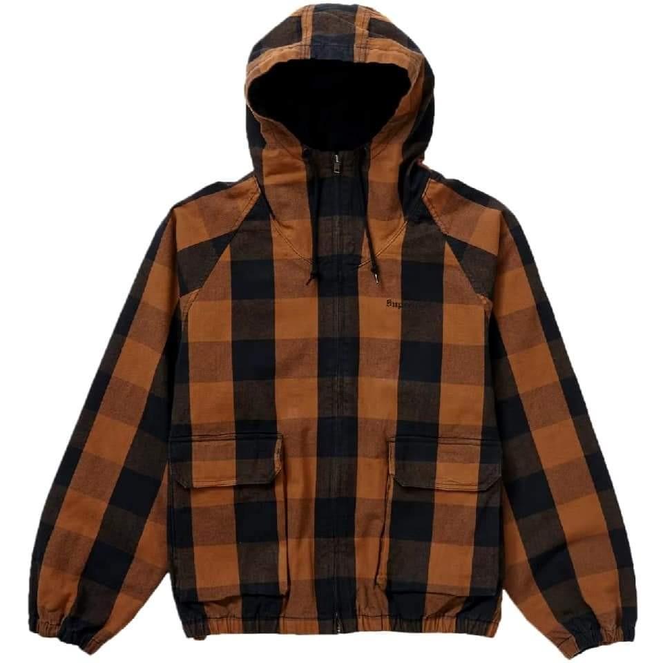 Supreme Cotton Hooded Jacket SS22 3 Cols: Teal Plaid / Brown Plaid