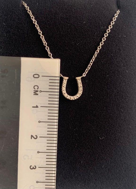 TIFFANY 18K White Gold Diamond Mini Metro Horseshoe Pendant Necklace