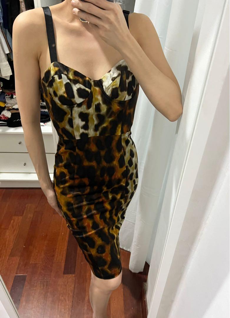 Leopard print top bustier dress