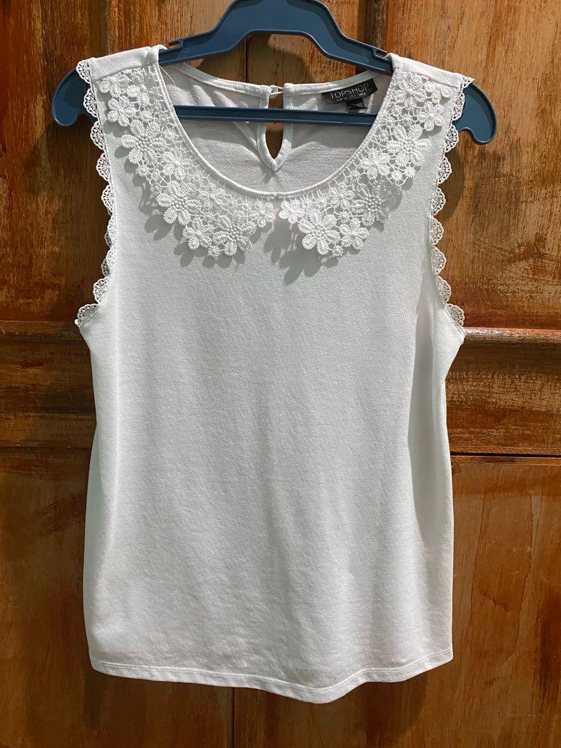 Topshop White Top/Blouse (Category: Blouses) located in Manila. Submitted by declutterwzk (Listing ID 1170281183, Image 1). Description: Unused US 2.