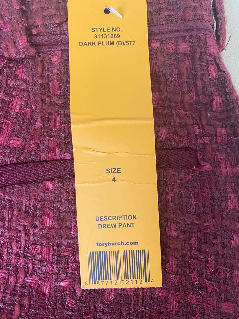 Tory Burch Tweed Tuxedo Pants Size 4 (Category: Luxury Apparel) located in Makati City. Submitted by gabdee (Listing ID 1170327428, Image 3). Description: Condition: Never used, got wrong size With lining Zippered pocket on sides Purchased for 7k pesos on sale. Was retailed for more RFS: Decluttering MOP: GCash, BPI, BDO MOD: Grab, Lalamove, JRS (to be shouldered by buyer) *May also be picked up at 7-eleven RCBC .