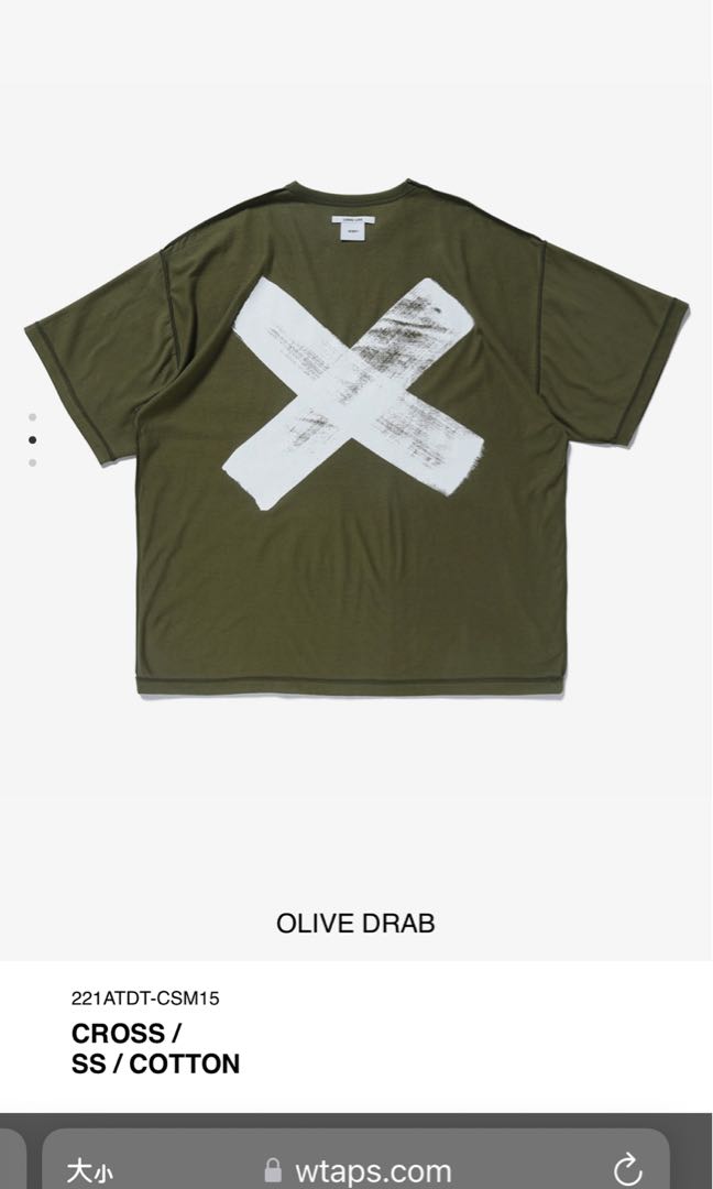 wtaps 22ss cross ss olive size 04, 男裝, 上身及套裝, T-shirt、恤衫