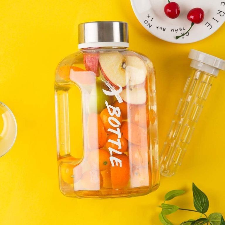 2.5 Litre Large Water Bottles with Times to Drink & Fruit Infuser 
