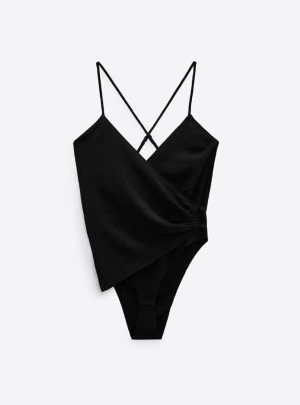 Zara Drape Bodysuit, Women's Fashion, Tops, Sleeveless on Carousell
