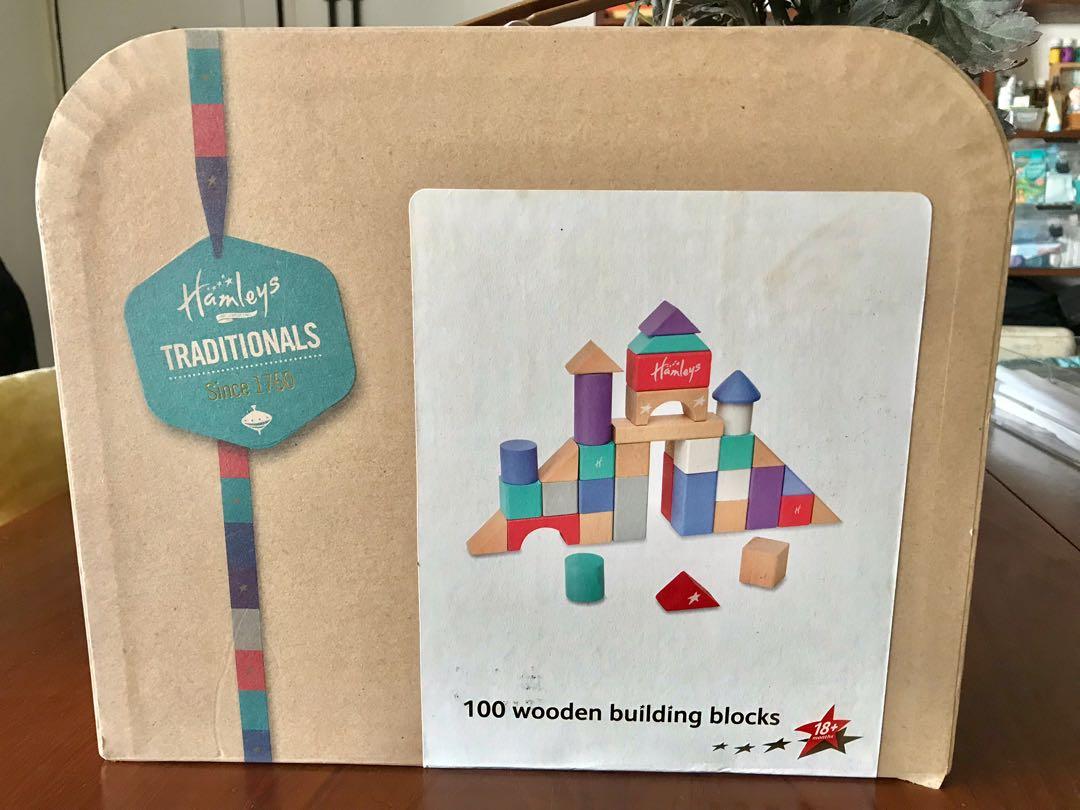 100 piece wooden building block set (wooden toys), Babies & Kids ...