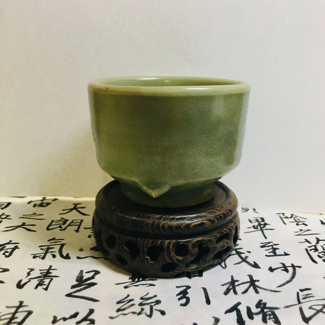 明代-龍泉窯-梅子青釉-吊腳琴爐, 興趣及遊戲, 收藏品及紀念品, 古董