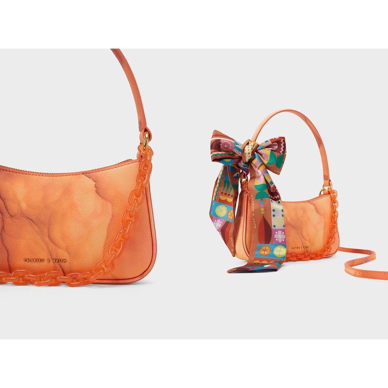 Orange Mini Alcott Scarf Handle Canvas Bag - CHARLES & KEITH US