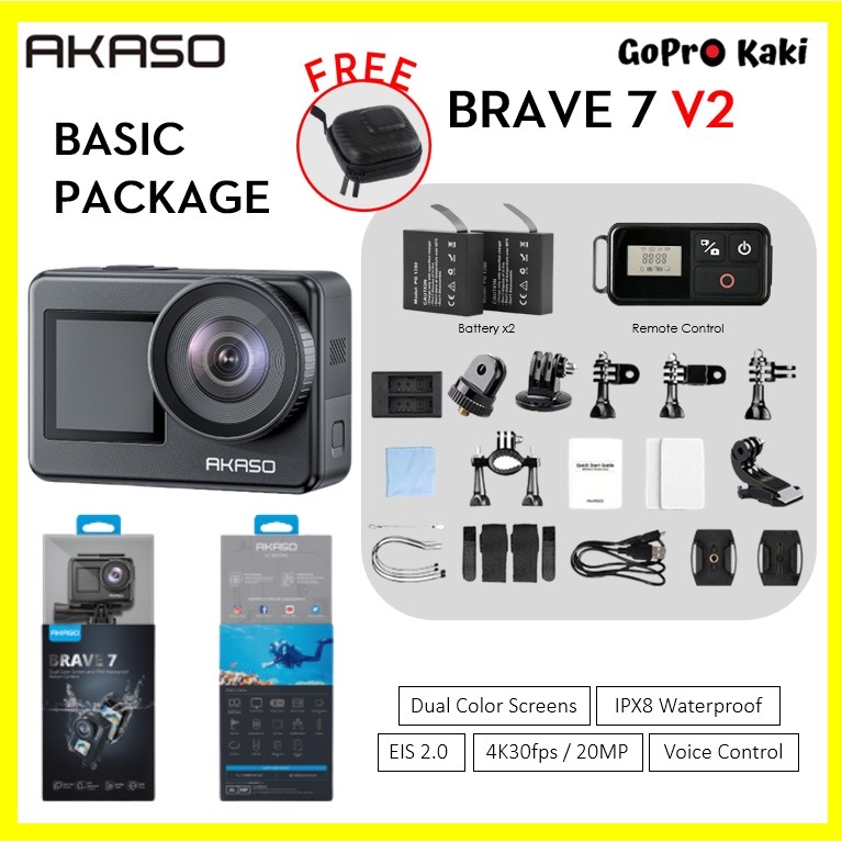 Akaso Brave 7 V2.0 4K30fps 20MP WiFi Action Camera With ElS 2.0