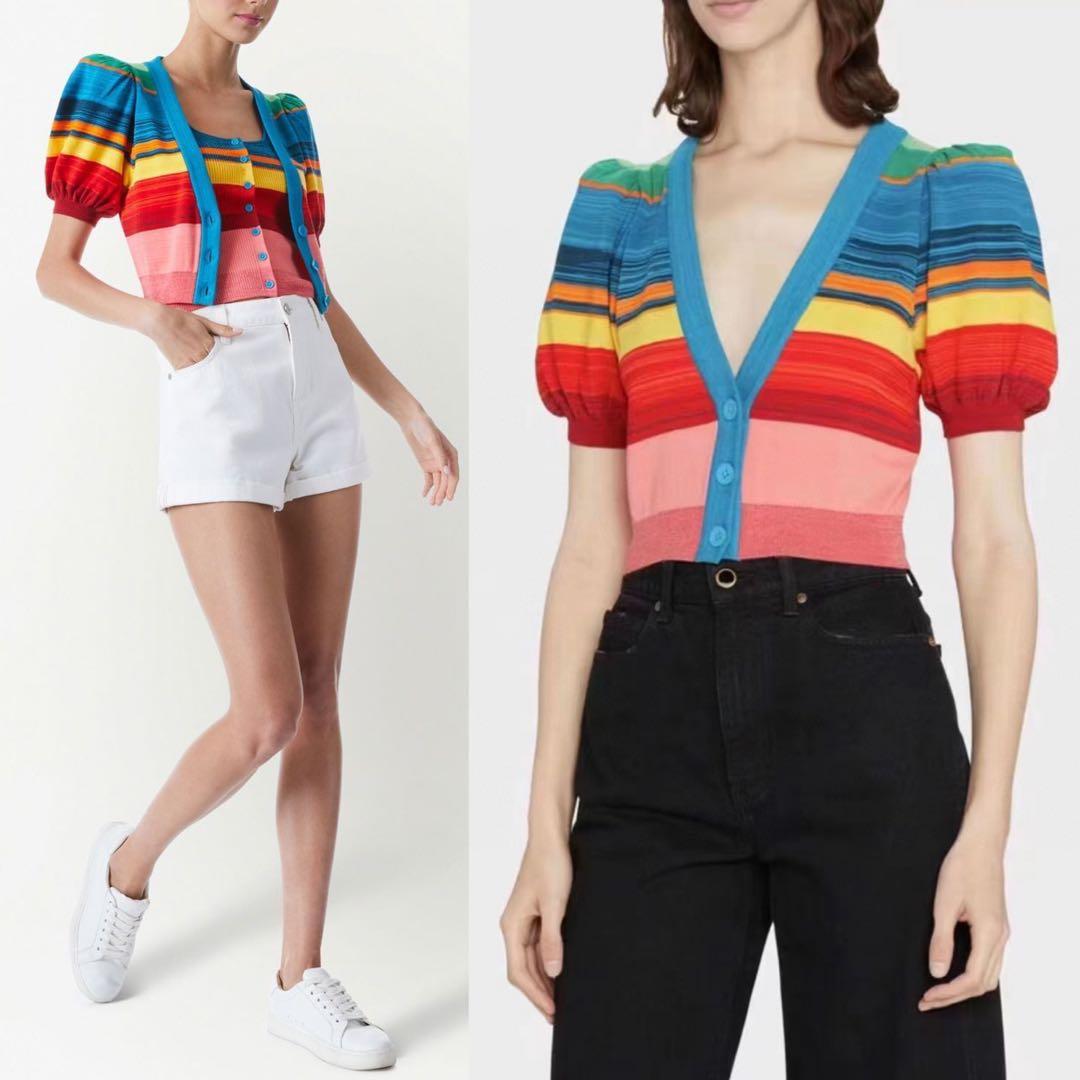 Olivia Romi Cropped Rainbow Cardigan 