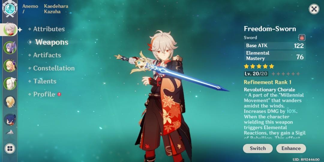 [ASIA] AR 33 Kazuha + Signature Weapon (FreedomSworn) + Keqing, Video