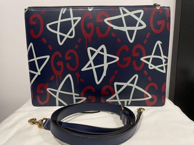 Authentic Gucci ghost edition blue shoulder clutch bag