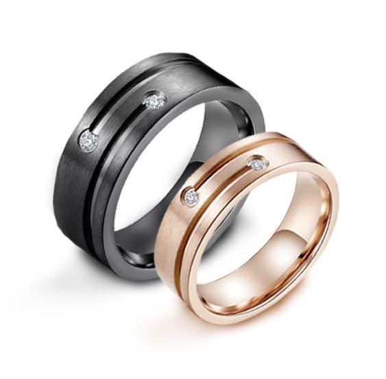 Black and rose gold Diamond wedding Couple Rings Men s Fashion