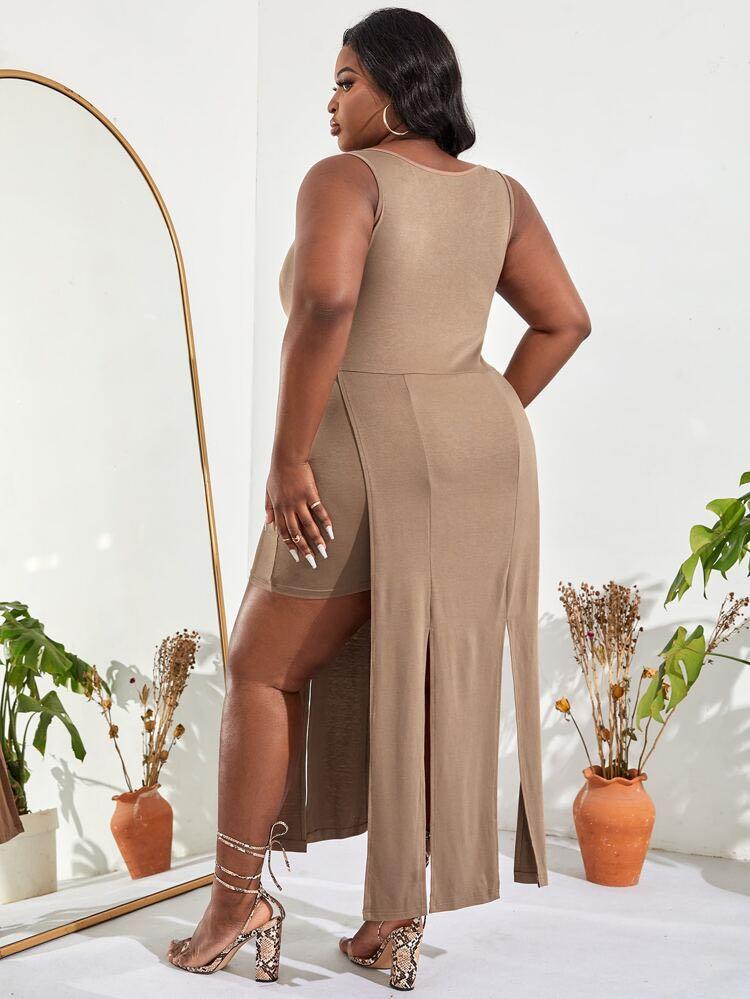 BNEW Shein Plus Size Brown Bodycon Sexy Dress, Women's Fashion