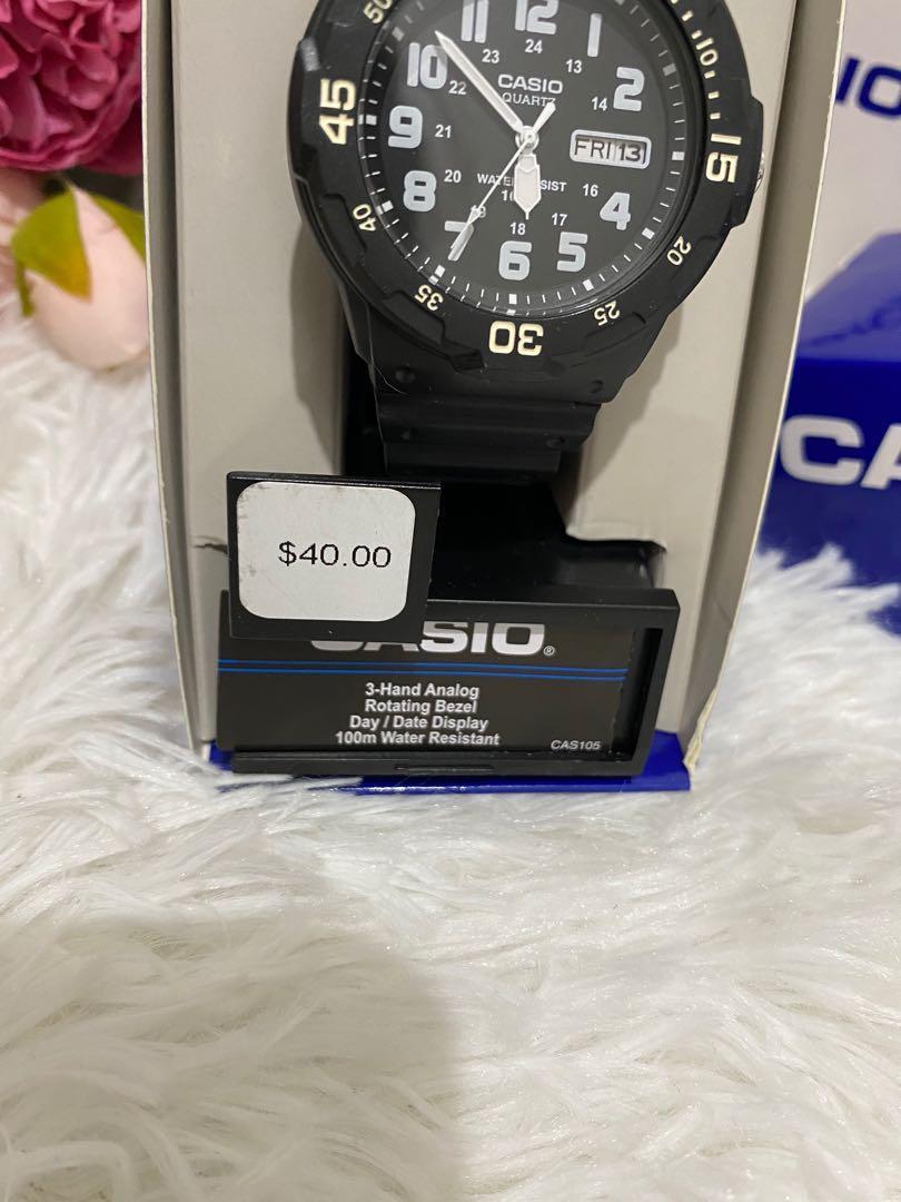 Casio Black Resin Large Face Dive watch black dial cas105 Men s Fashion Watches Accessories Watches on Carousell