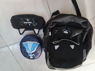 Cat haversack c/w pencil case and smiggle snow white pencil case.