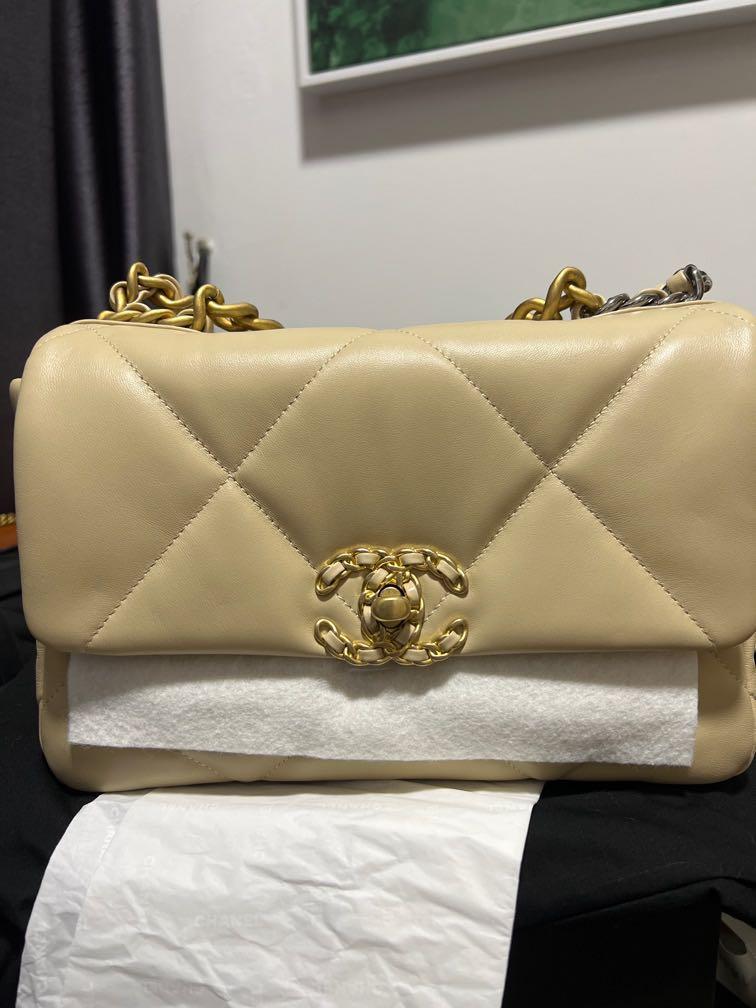 Chanel 19 Flap Bag (Nude Gold/Beige)