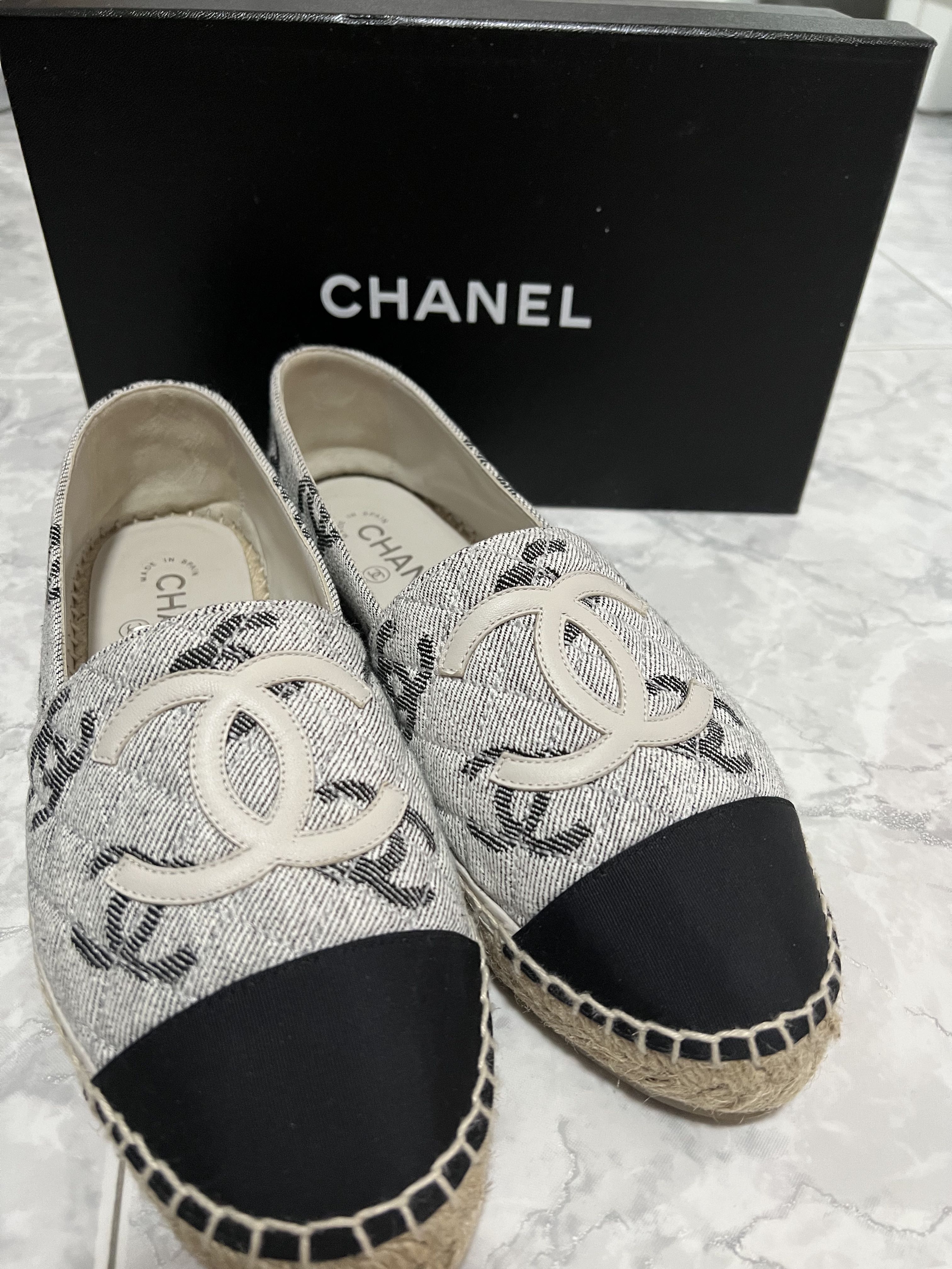 Chanel 22s Espadrilles Grey/Black, Luxury, Sneakers & Footwear on Carousell