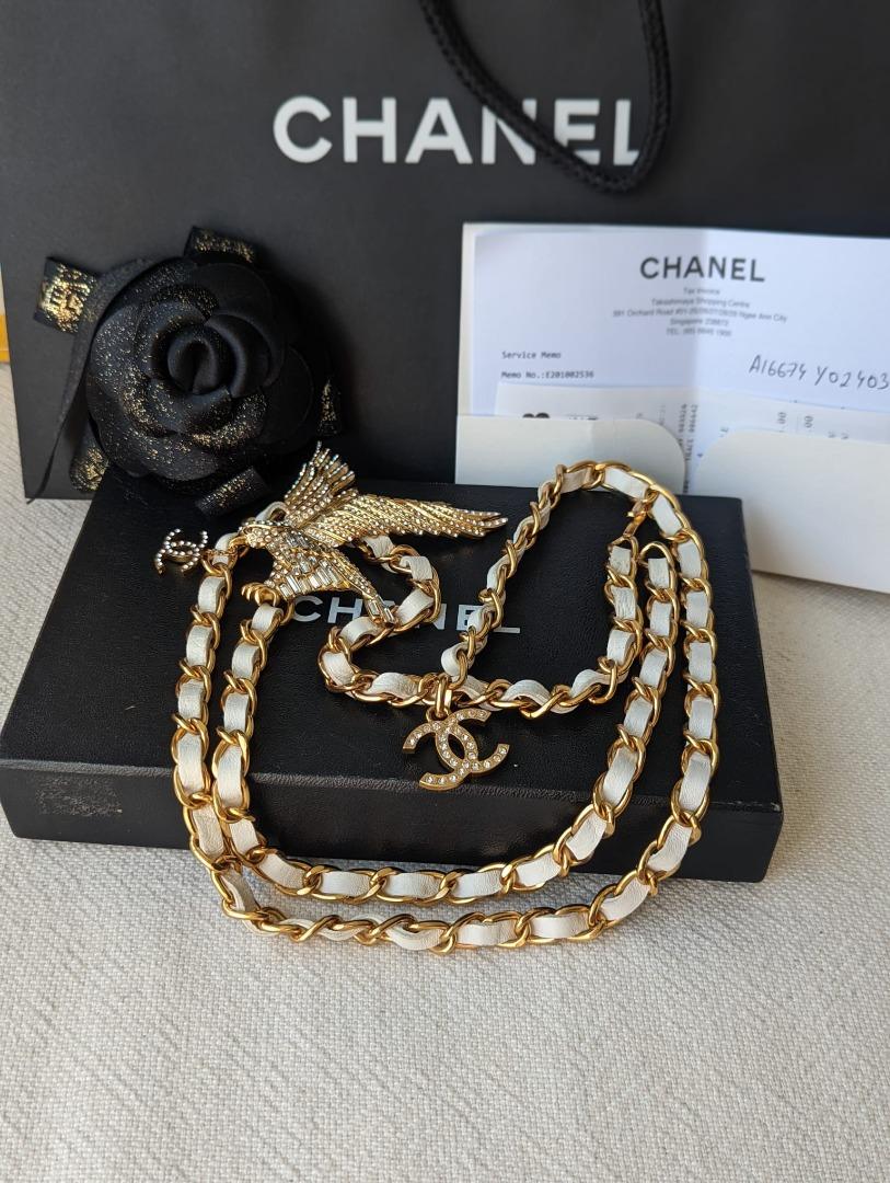 Chanel CC RARE 01P Runway Eagle Chain Vintage Belt Necklace GHW box