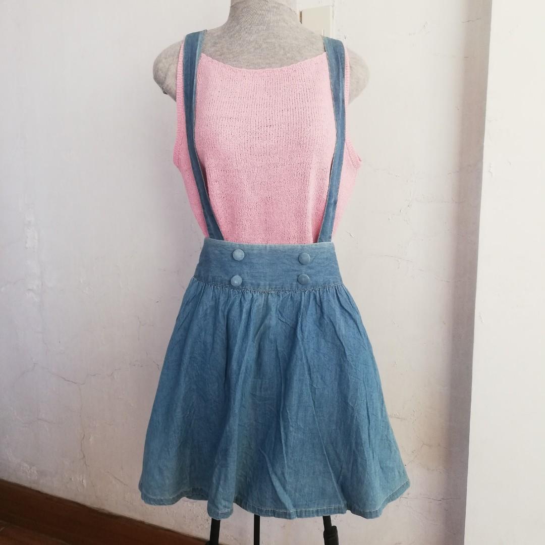 Denim skater skirt jumper top