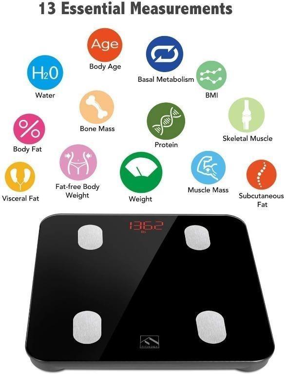  EnerPlex Scale for Body Weight - Accurate Digital BMI Bathroom  and Home Scale for Weighing and Home Workout - Black : Health & Household