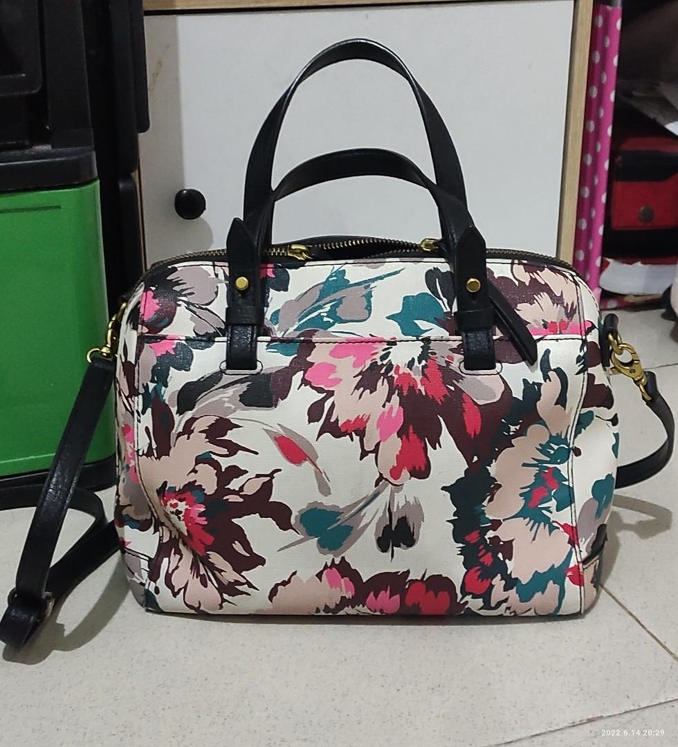 Fossil rachel satchel top pink floral