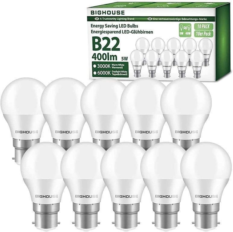 B22 Bayonet Cap LED GLS Light Bulb Push In Lamp Bright Cool White Energy Saver 