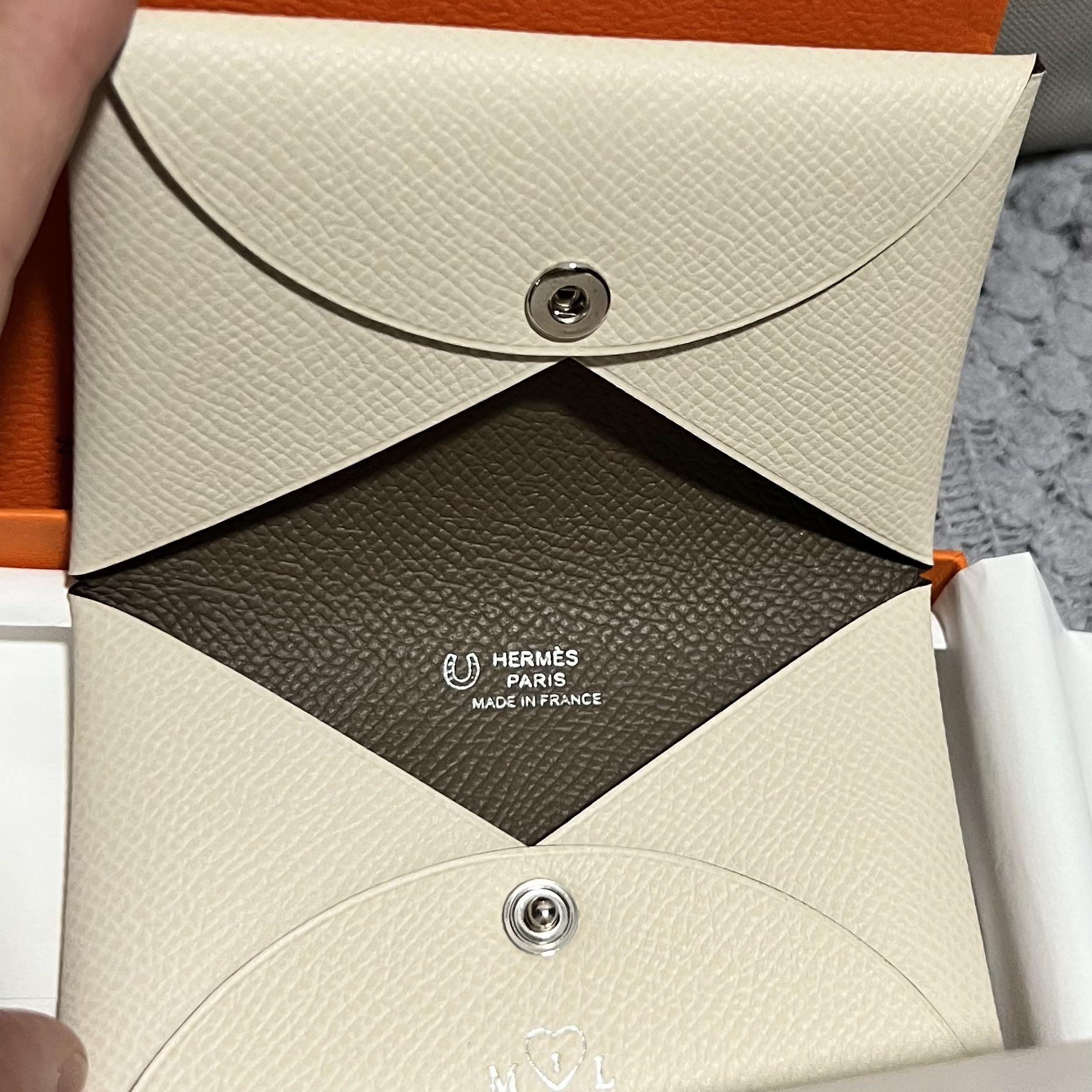 Hermes Calvi Card Holder Folded Snap Closure Leather Credit Card Slot New  Unused