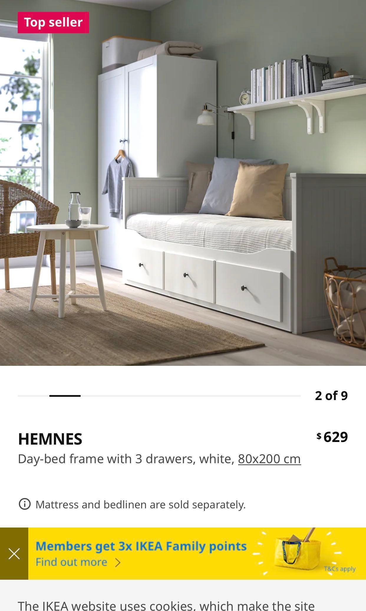 IKEA HEMNES DayBED Frame with 3 drawers , Furniture & Home Living