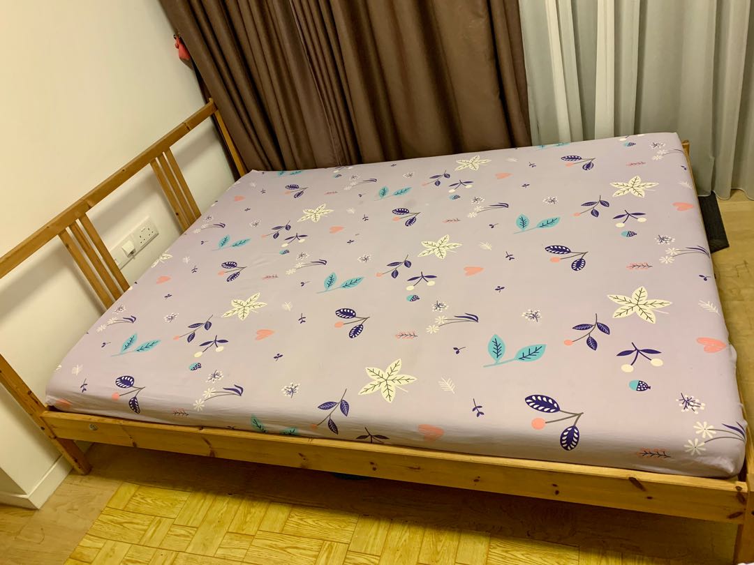 IKEA Queen Bed with Mattress, Furniture & Home Living, Furniture, Bed