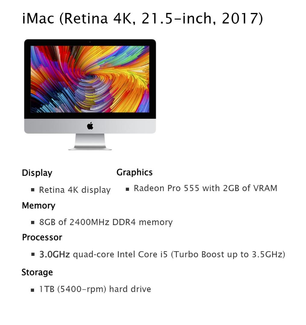 iMac2017、Retina 4K 、21.5インチ - Macデスクトップ