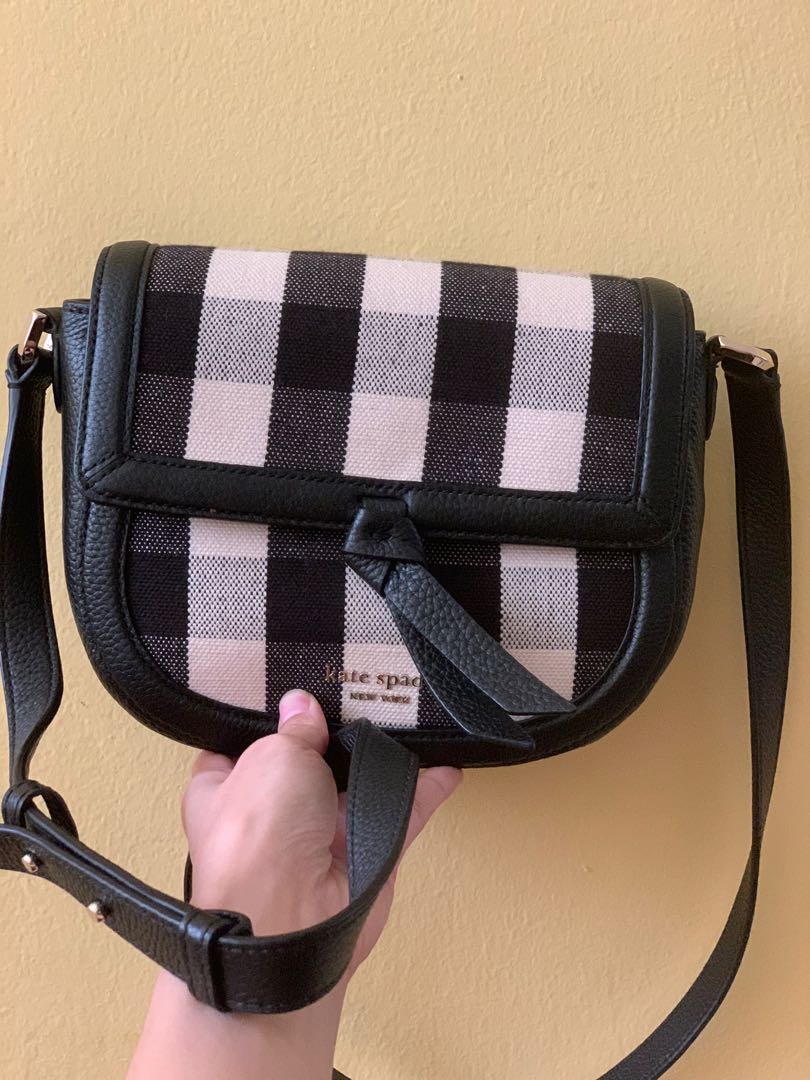 Kate Spade Knott Gingham Medium Saddle Bag, Luxury, Bags & Wallets on  Carousell