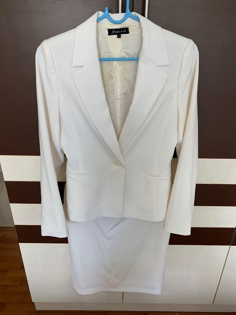 White suit skirt and jacket on sale