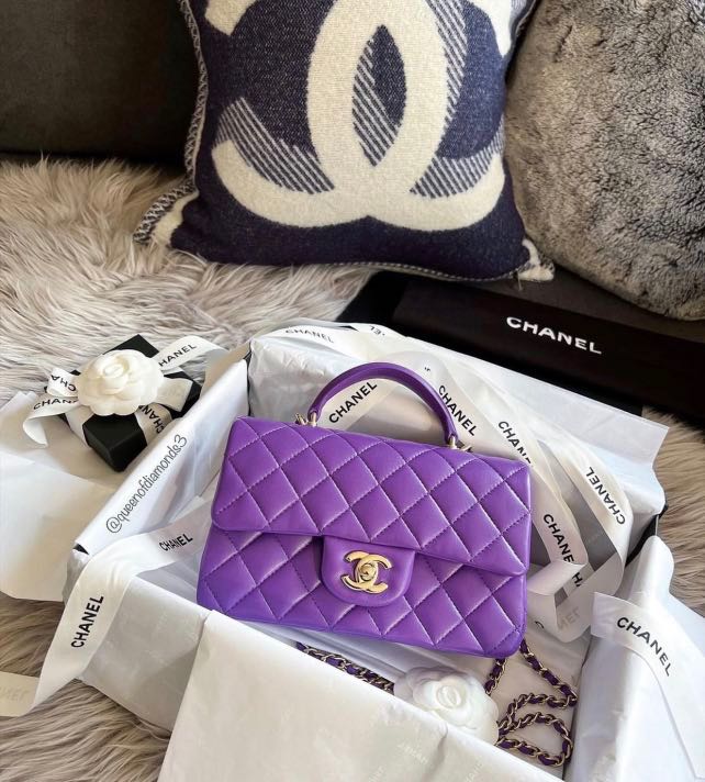 purple chanel classic flap bag