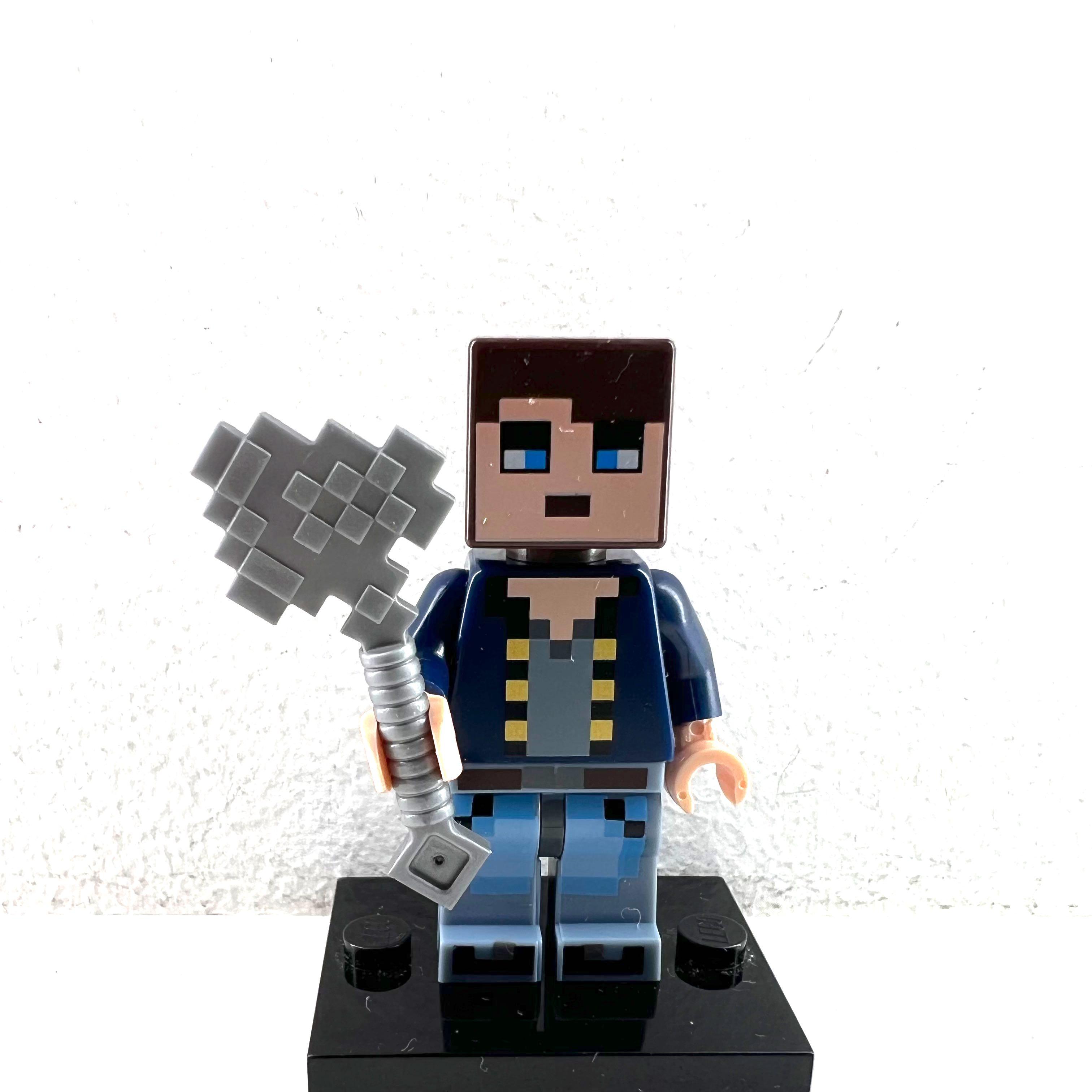 Lego Minecraft Skin Minifigure w Iron Axe Tool